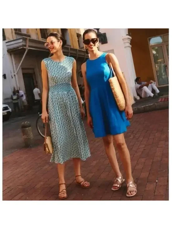 Boden THEA Floral Smocked MIDI SLEEVELESS Women 4 GREEN TAMBOURINE DAISIES - Picture 3 of 9